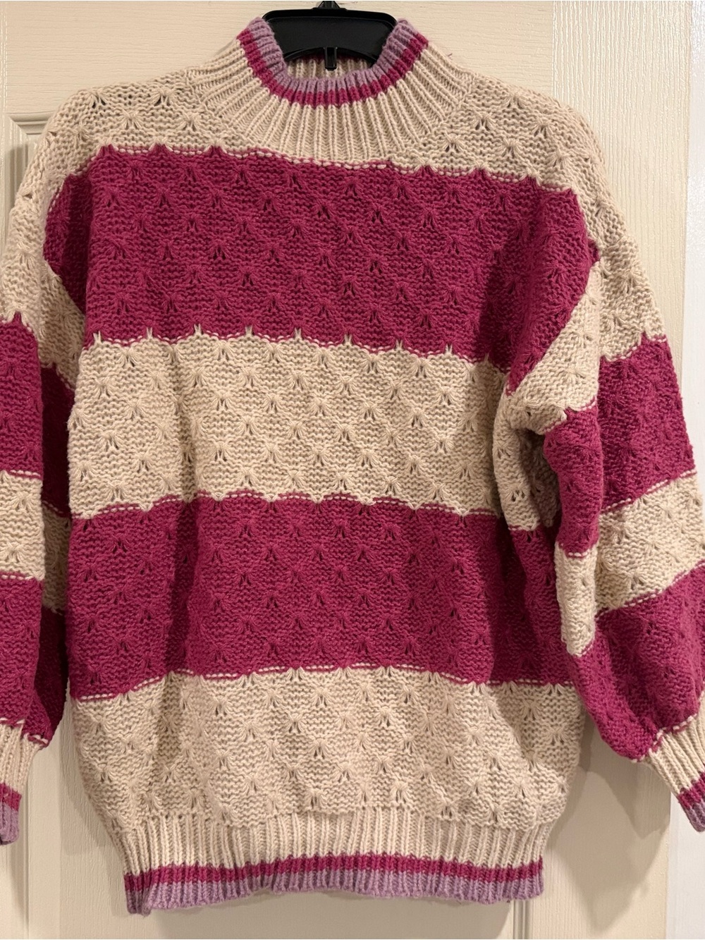 Le Lis Pink and Cream Striped Knit Sweater